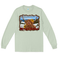 Matcha merry christmas highland cow with farm Long Sleeve Tee - RanaPortraitStore