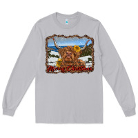 Moon Dust merry christmas highland cow with farm Long Sleeve Tee - RanaPortraitStore