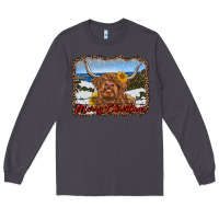 Smoke merry christmas highland cow with farm Long Sleeve Tee - RanaPortraitStore