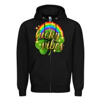 Black Lucky vibes st. patricks day Zipper Hoodie - Neo Western