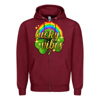 Burgundy Lucky vibes st. patricks day Zipper Hoodie - Neo Western