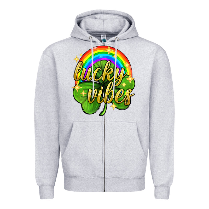 Lucky Vibes St. Patricks Day Zipper Hoodie by Neo Western | Teevron