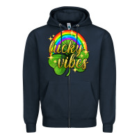 Navy Lucky vibes st. patricks day Zipper Hoodie - Neo Western