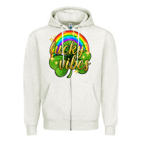 Oatmeal Heather Lucky vibes st. patricks day Zipper Hoodie - Neo Western