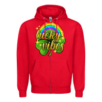 Red Lucky vibes st. patricks day Zipper Hoodie - Neo Western