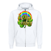 White Lucky vibes st. patricks day Zipper Hoodie - Neo Western