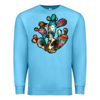 Ocean Blue serape cactus Premium Sweatshirt - JahusDesignShop