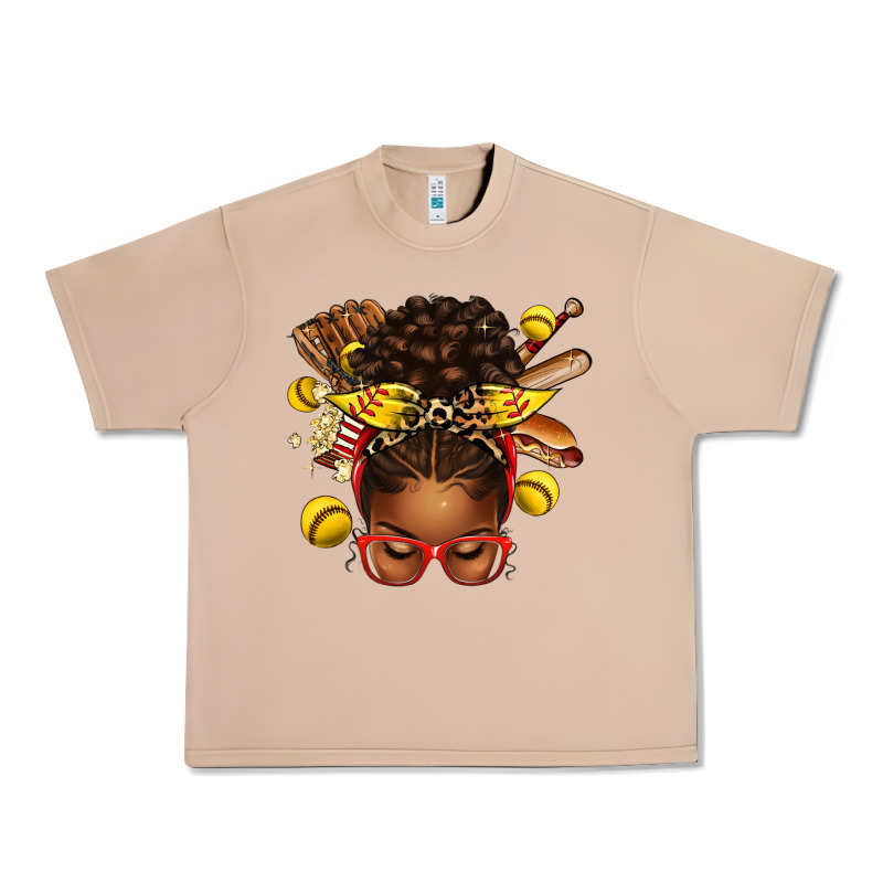 Softball Afro Messy Bun Urban Heavy Tee by texasbilliewilder | Teevron