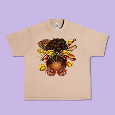 Urban Heavy Tee softball afro messy bun