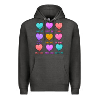 Charcoal Heather valentine's day candy hearts Premium Hoodie - MaliasSmallBusiness