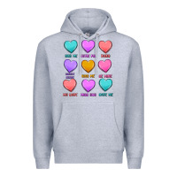 Heather Grey valentine's day candy hearts Premium Hoodie - MaliasSmallBusiness