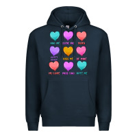 Navy valentine's day candy hearts Premium Hoodie - MaliasSmallBusiness