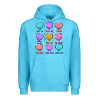 Ocean Blue valentine's day candy hearts Premium Hoodie - MaliasSmallBusiness