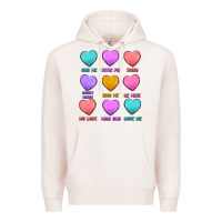 Pale Pink valentine's day candy hearts Premium Hoodie - MaliasSmallBusiness