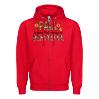 Red Fall Zipper Hoodie - CowhideDigitalArt