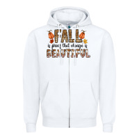 White Fall Zipper Hoodie - CowhideDigitalArt