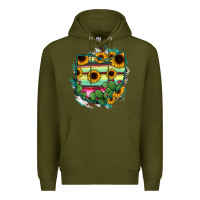 Army Green Ohio Map Sunflower Cactus Serape Premium Hoodie - RanaPortraitStore