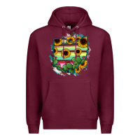 Burgundy Ohio Map Sunflower Cactus Serape Premium Hoodie - RanaPortraitStore