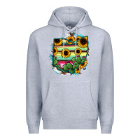 Heather Grey Ohio Map Sunflower Cactus Serape Premium Hoodie - RanaPortraitStore
