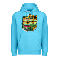 Ocean Blue Ohio Map Sunflower Cactus Serape Premium Hoodie - RanaPortraitStore