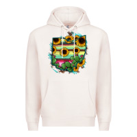 Pale Pink Ohio Map Sunflower Cactus Serape Premium Hoodie - RanaPortraitStore