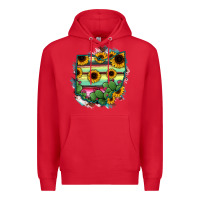 Red Ohio Map Sunflower Cactus Serape Premium Hoodie - RanaPortraitStore