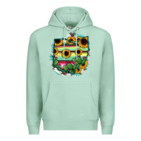Seafoam Ohio Map Sunflower Cactus Serape Premium Hoodie - RanaPortraitStore