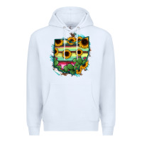 White Ohio Map Sunflower Cactus Serape Premium Hoodie - RanaPortraitStore