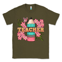 Army Green teacher floral pencil Classic Tee - BundleAndBundleShop