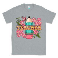 Heather Grey teacher floral pencil Classic Tee - BundleAndBundleShop