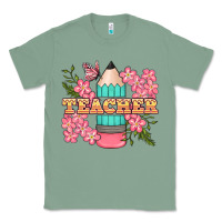 Sage teacher floral pencil Classic Tee - BundleAndBundleShop