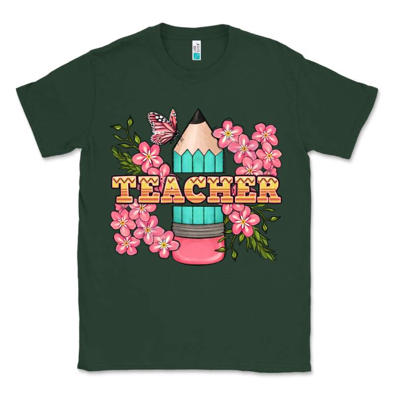Teacher Floral Pencil Classic Tee by BundleAndBundleShop | Teevron