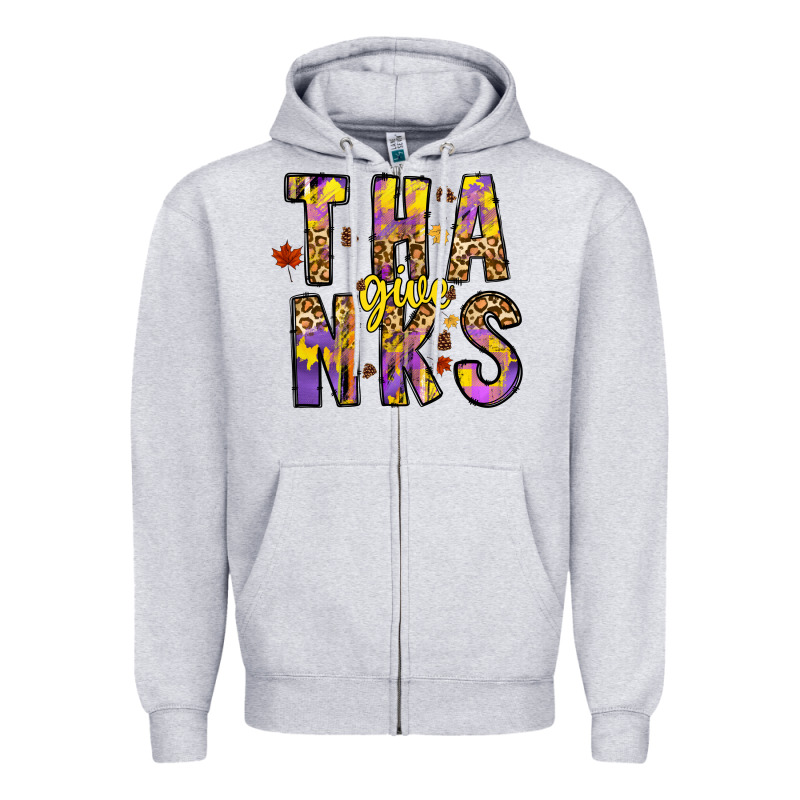 Give Thanks Zipper Hoodie by CowhideDigitalArt | Teevron