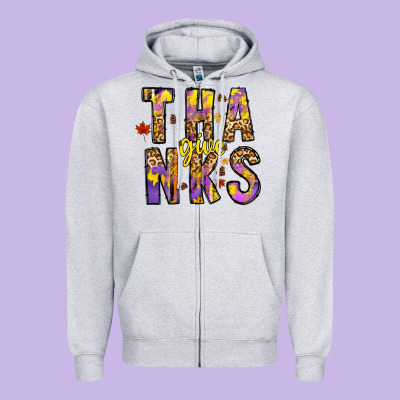 Give Thanks Zipper Hoodie Designed By Cowhidedigitalart