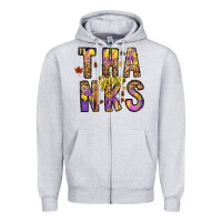 Heather Grey give thanks Zipper Hoodie - CowhideDigitalArt