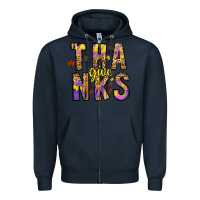 Navy give thanks Zipper Hoodie - CowhideDigitalArt