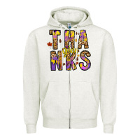 Oatmeal Heather give thanks Zipper Hoodie - CowhideDigitalArt