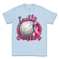 Dusty Blue Tackle Cancer Volleyball Classic Tee - texasbilliewilder