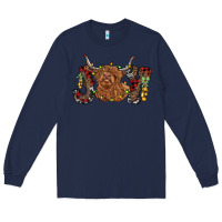Navy joy highland cow Long Sleeve Tee - RanaPortraitStore