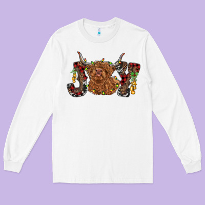 Joy Highland Cow Long Sleeve Tee Designed By Ranaportraitstore