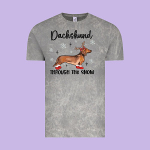 Dachshund Through The Snow Vintage Tee Designed By Maliassmallbusiness