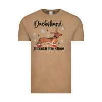 Vintage Coffee dachshund through the snow Vintage Tee - MaliasSmallBusiness