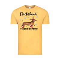 Vintage Mustard dachshund through the snow Vintage Tee - MaliasSmallBusiness