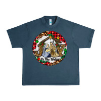 Midnight Navy Christmas Joy To The World Urban Heavy Tee - RanaPortraitStore