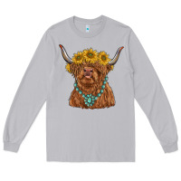 Moon Dust highland cow with sunflower and gemstone Long Sleeve Tee - RanaPortraitStore