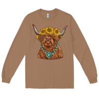 Toasted Coconut highland cow with sunflower and gemstone Long Sleeve Tee - RanaPortraitStore