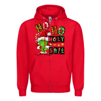 Red ho ho holy shit Zipper Hoodie - FaDigitalArtStudio