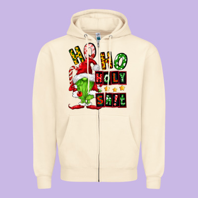 Ho Ho Holy Shit Zipper Hoodie Designed By Fadigitalartstudio