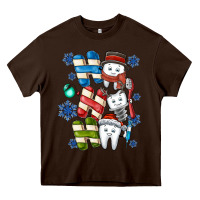Chocolate Brown ho ho ho teeth Heavy Core Tee - CowhideDigitalArt