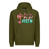 Army Green he is risen Premium Hoodie - MaliasSmallBusiness